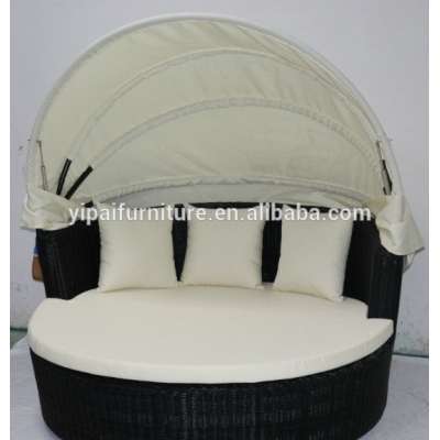 hotel iron frame rattan round sofa bed with tent