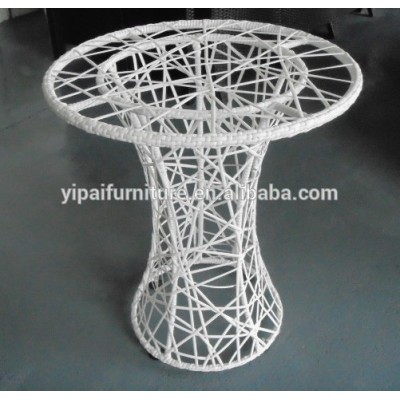 3PCSrattan white small round size glass top coffee table and chair