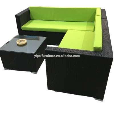 hot sale aluminium PE rattan living room corner sofa set fashion design (YPS049)